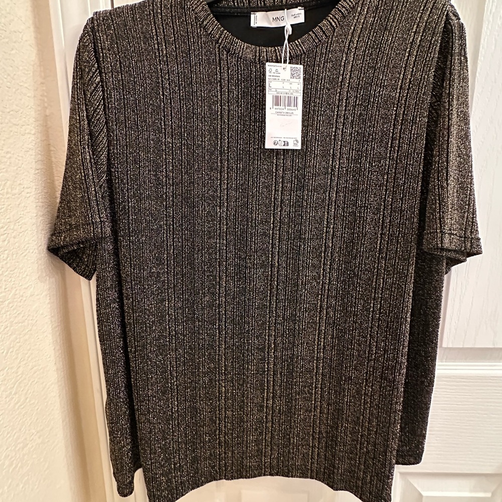 Mango Charcoal Ribbed Men's Tee - Picture 2 of 5